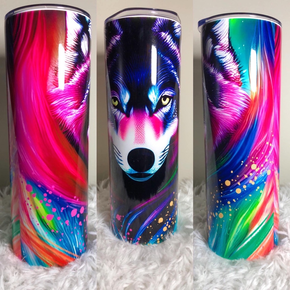 Colored Wolf Tumbler